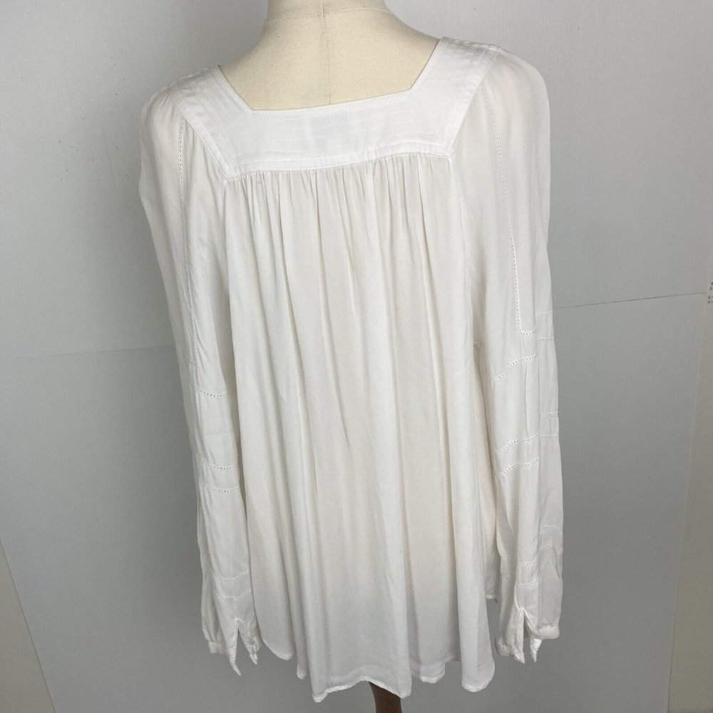 Witchery Size 10 Women's Top Blouse White Relaxed Long Sleeve - Picture 7 of 11